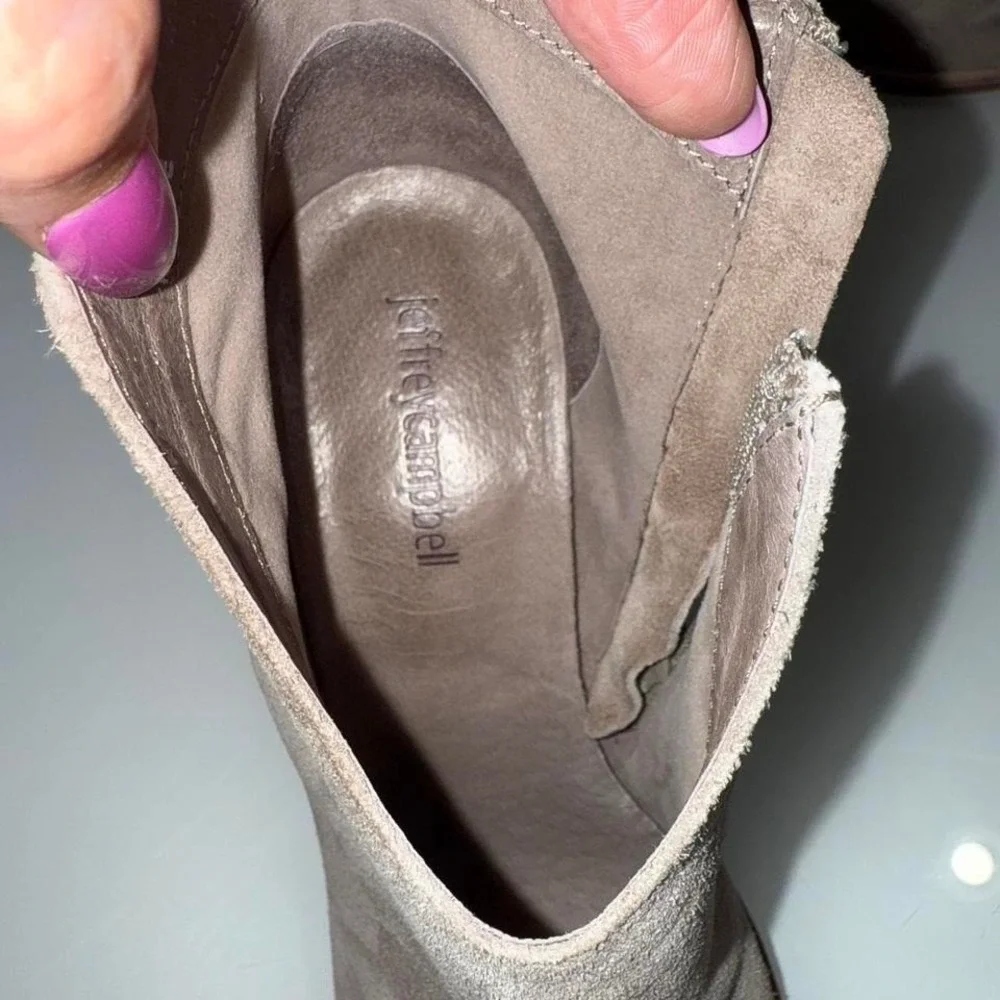 Jeffrey Campbell Suede Block‎ Heel Booties – Taupe – Size 7